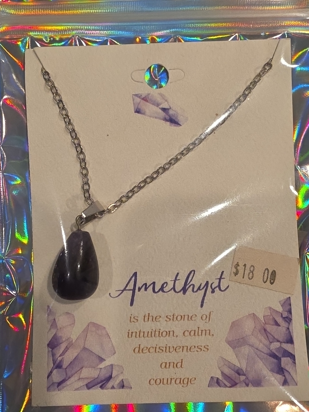 Amethyst Purple Teardrop Pendant Necklace